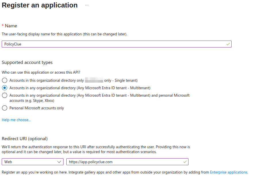 Register an application